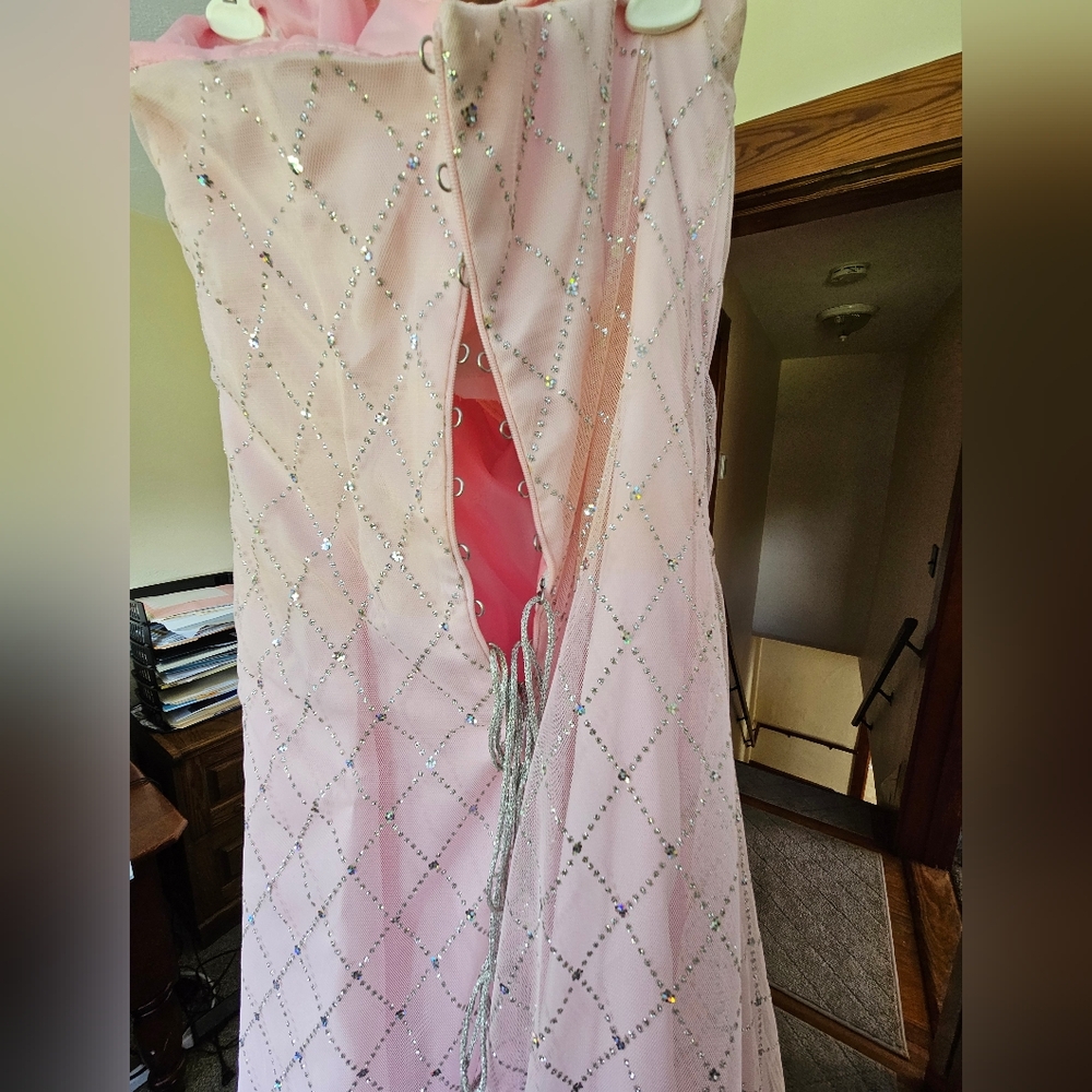 Unbranded Unsized Strapless Light Pink Maxi Prom Dress with Cequins on Mesh - Picture 7 of 12